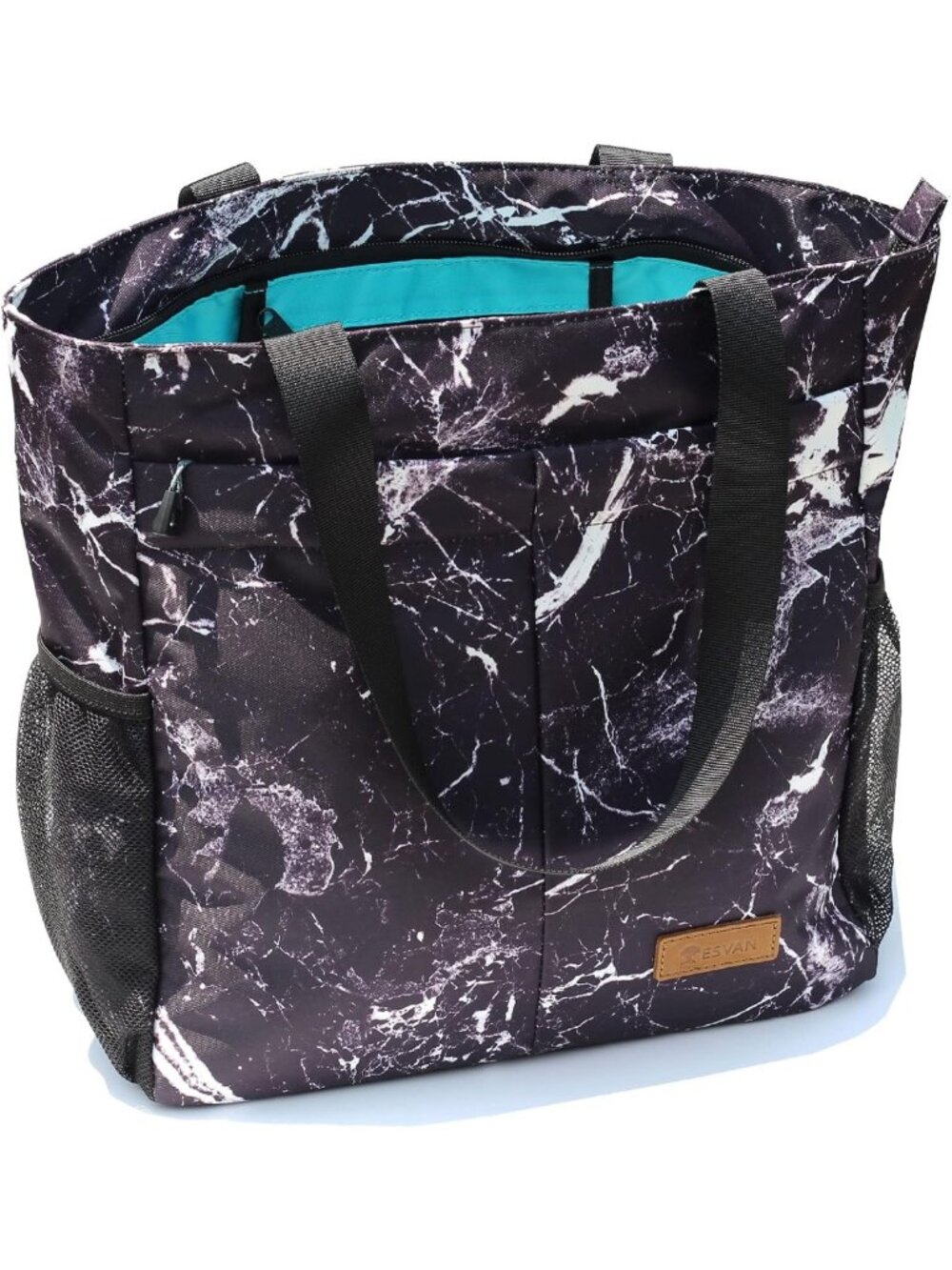 Floral Tote Bag - Large Multi-Pocket Shoulder Bag for Gym, Travel & Beach